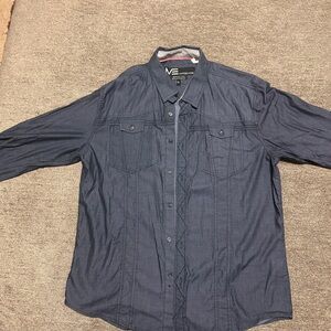 EXCHANGE Men's Blue Casual Button Down Shirt